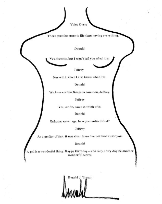 爱泼斯坦遗产管理方的律师近期将特朗普送给爱泼斯坦的生日贺信副本提交给国会，众议院监察委员会民主党人于8日对外公布了落款有特朗普签名的贺信副本